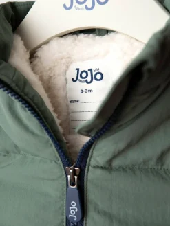 Hot Jojo Maman Bébé Borg Lined Hooded Puffer Coat Green