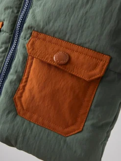 Hot Jojo Maman Bébé Borg Lined Hooded Puffer Coat Green