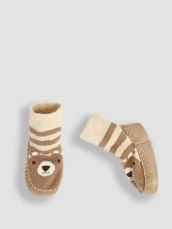 Best Jojo Maman Bébé Mouse Moccasin Slipper Socks Brown Bear