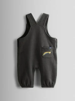 Hot Jojo Maman Bébé 2-Piece Turn Up Dungarees & Top Set Charcoal Grey Rocket