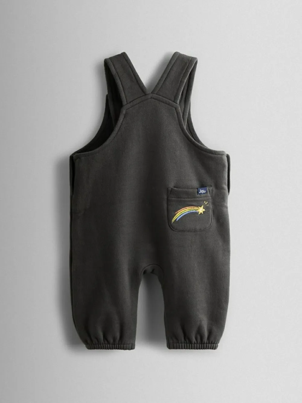 Hot Jojo Maman Bébé 2-Piece Turn Up Dungarees & Top Set Charcoal Grey Rocket