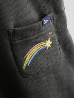 Hot Jojo Maman Bébé 2-Piece Turn Up Dungarees & Top Set Charcoal Grey Rocket