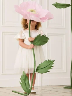 Outlet Jojo Maman Bébé Cream Balloon Sleeve Satin Sash Flower Girl Dress