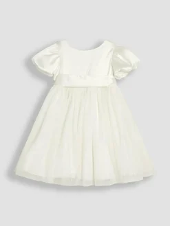 Outlet Jojo Maman Bébé Cream Balloon Sleeve Satin Sash Flower Girl Dress