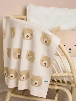 Online Jojo Maman Bébé Cream Bear Knitted Shawl