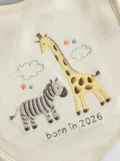 Jojo Maman Bébé Cream Born in 2026 Embroidered Bib^ Bibs