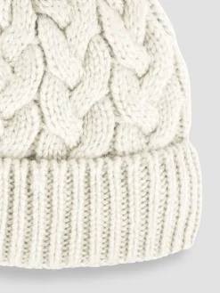 Jojo Maman Bébé Cream Chunky Cable Knit Pom Pom Hat^ Hats & Scratch Mitts|Newborn Accessories