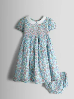 Clearance Jojo Maman Bébé Cream Collared Ditsy Floral Smocked Dress