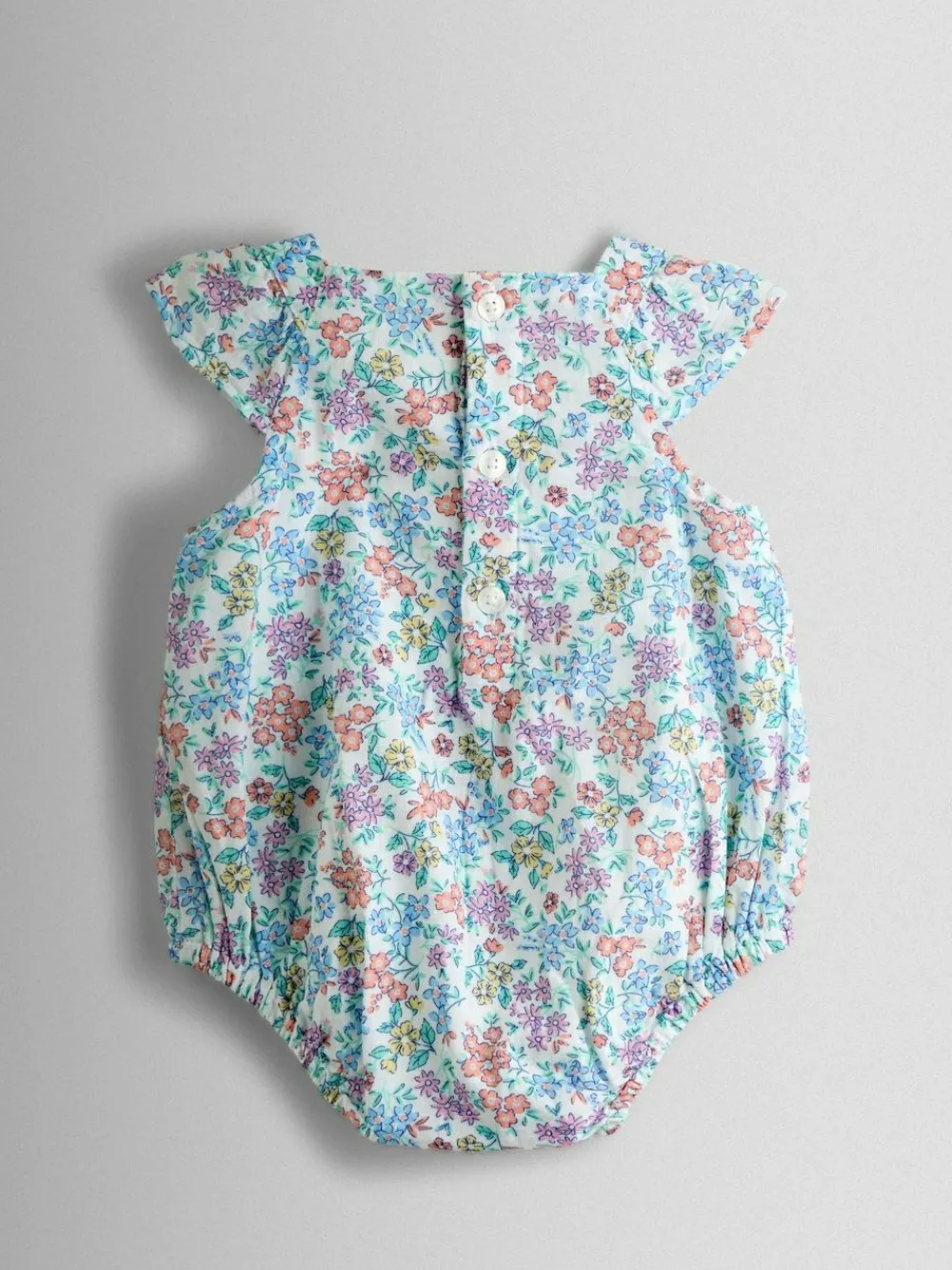 Hot Jojo Maman Bébé Cream Floral Smocked Bubble Romper and Headband Set