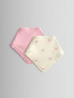 Best Jojo Maman Bébé Cream Pretty Organic Cotton 2-Pack Bow Embroidered Bibs
