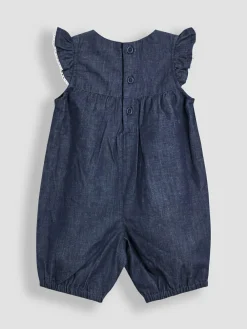 Jojo Maman Bébé Denim Blue Embroidered Chambray Dungarees & Top Set^ Jumpsuits & Playsuits