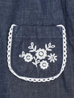 Jojo Maman Bébé Denim Blue Embroidered Chambray Dungarees & Top Set^ Jumpsuits & Playsuits