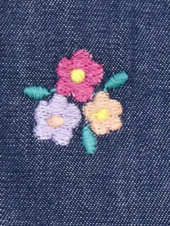 Best Jojo Maman Bébé Denim Blue Floral Chambray Embroidered Dungarees & Rib Top Set