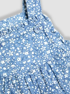 New Jojo Maman Bébé Ditsy Blue Classic Cord Dungarees