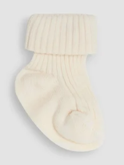 Discount Jojo Maman Bébé 3-Pack Ribbed Baby Socks Ecru Cream