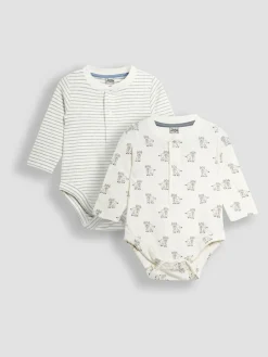 Jojo Maman Bébé Ecru Printed Highland Cow And Striped Bodies 2 Pack^BOY Bodysuits & Vests|Vests