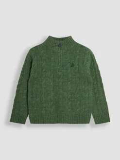 Online Jojo Maman Bébé Classic Cable Half Zip Jumper Forest Green