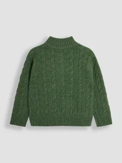 Online Jojo Maman Bébé Classic Cable Half Zip Jumper Forest Green
