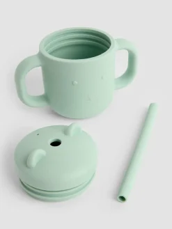 Jojo Maman Bébé Green Bear Silicone Sippy Cup with Straw^ Mugs & Cups