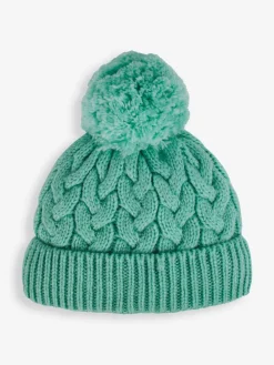 Sale Jojo Maman Bébé Green Chunky Cable Knit Pom Pom Hat