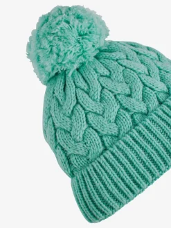 Sale Jojo Maman Bébé Green Chunky Cable Knit Pom Pom Hat