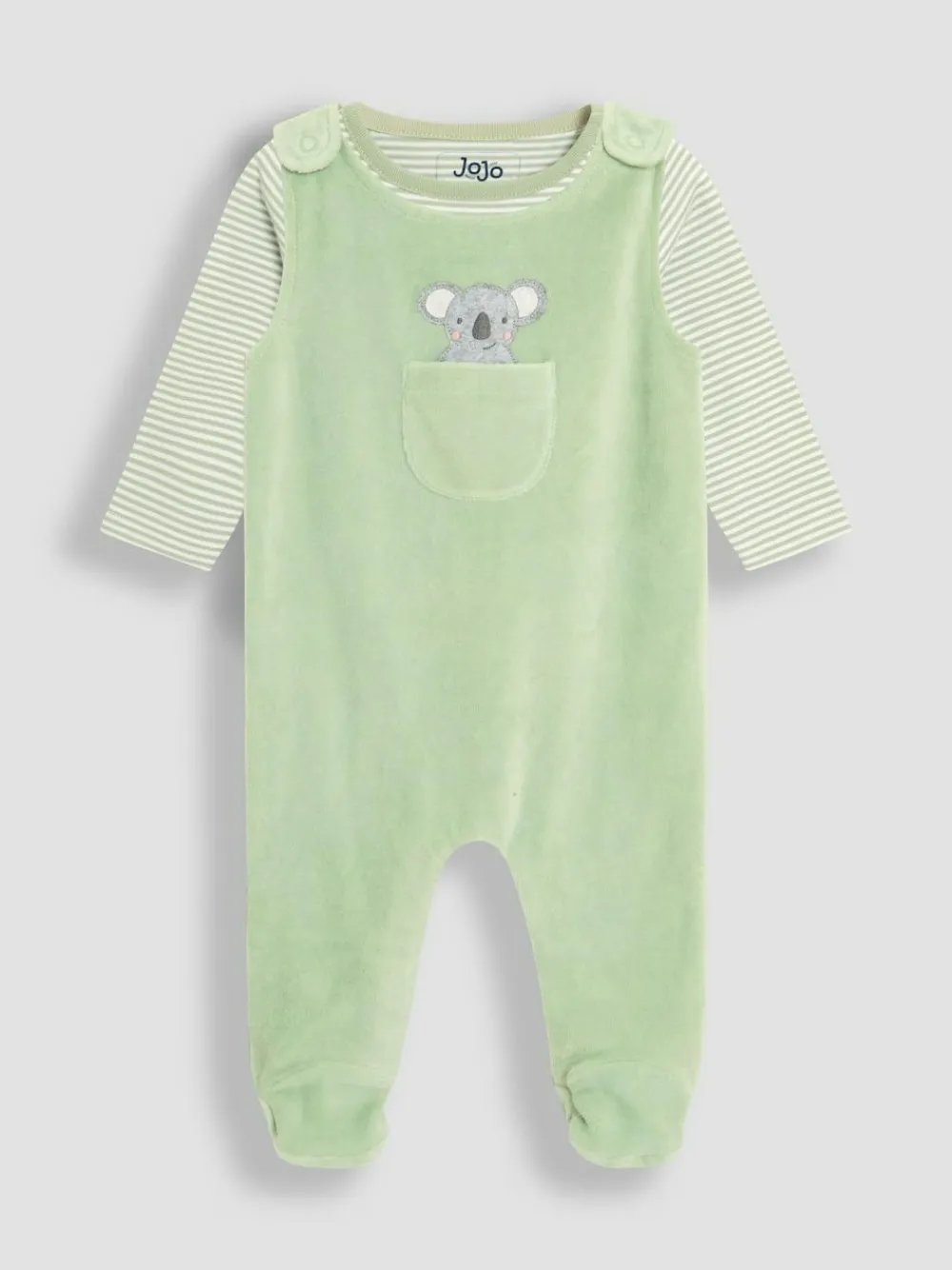 Best Jojo Maman Bébé Green Cotton Footed 2-Piece Dungarees Set