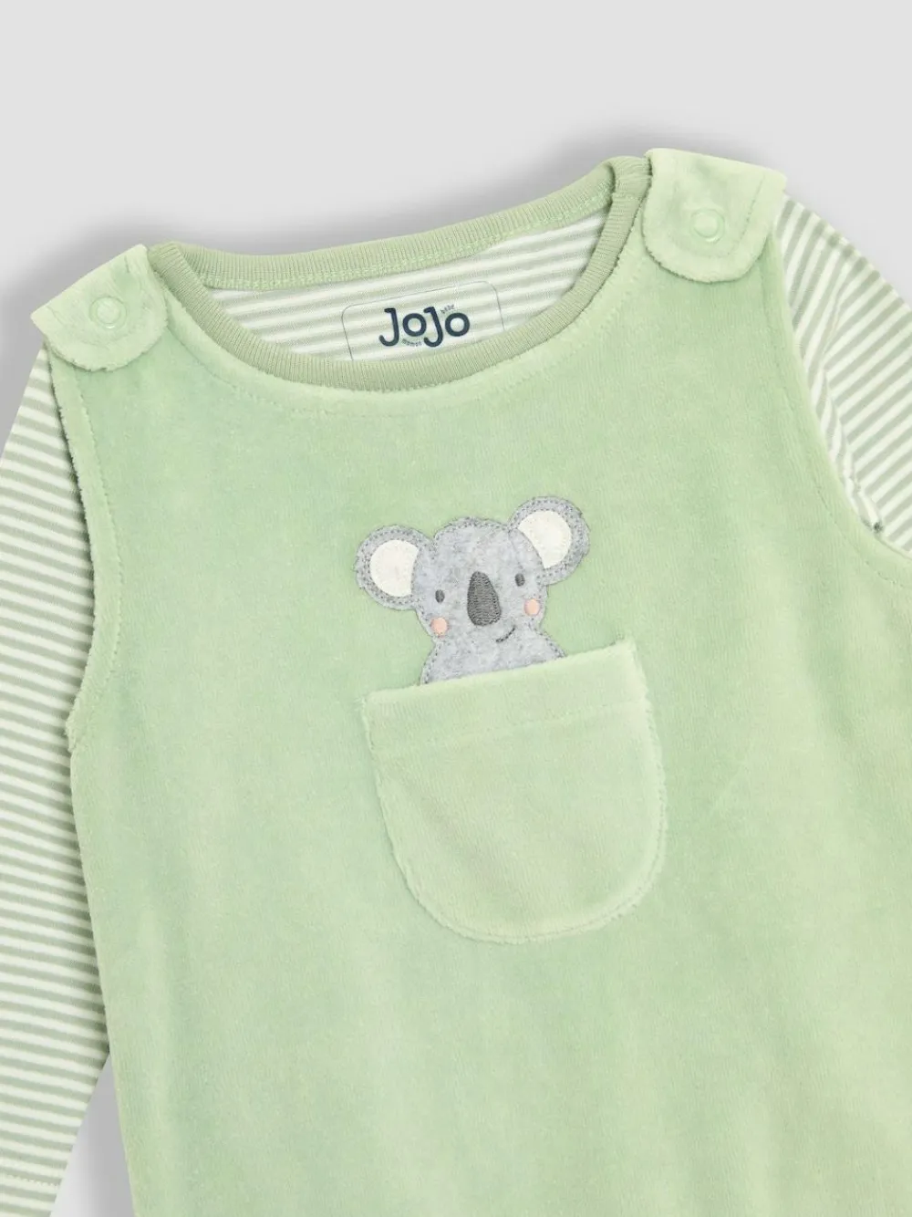 Best Jojo Maman Bébé Green Cotton Footed 2-Piece Dungarees Set