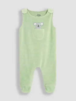 Best Jojo Maman Bébé Green Cotton Footed 2-Piece Dungarees Set