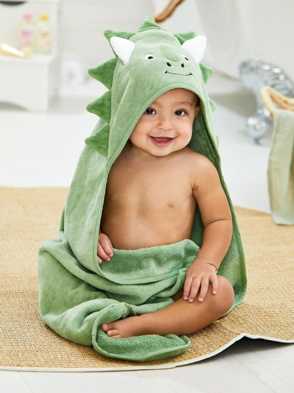 Jojo Maman Bébé Green Dino Character Hooded Towel^ Towels & Bathmats