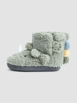 Discount Jojo Maman Bébé Plush Slipper Boots Green Dino