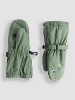 Hot Jojo Maman Bébé Waterproof Fleece Lined Mittens Green Dino