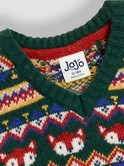 Online Jojo Maman Bébé Green Fox Fair Isle Tank Top