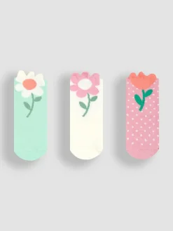 Jojo Maman Bébé Green 3-Pack Flower Socks^ Socks & Tights|Socks & Tights