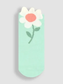 Jojo Maman Bébé Green 3-Pack Flower Socks^ Socks & Tights|Socks & Tights