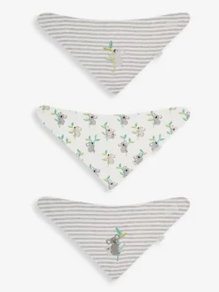 Jojo Maman Bébé Grey Koala 3-Pack Cotton Baby Dribble Bibs^ Bibs