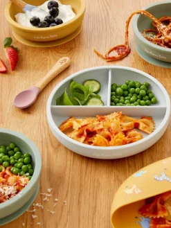 Jojo Maman Bébé Grey Silicone Suction Divided Plate^ Dinner Sets & Pasta Bowls