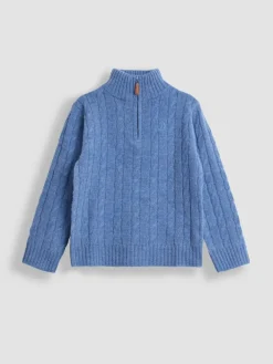Online Jojo Maman Bébé Classic Cable Half Zip Jumper Indigo Blue