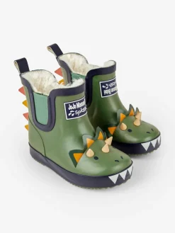 Jojo Maman Bébé Khaki Cosy Lined Dino Ankle Wellies