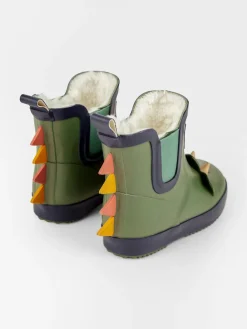 Jojo Maman Bébé Khaki Cosy Lined Dino Ankle Wellies