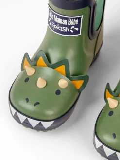 Jojo Maman Bébé Khaki Cosy Lined Dino Ankle Wellies
