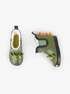 Jojo Maman Bébé Khaki Cosy Lined Dino Ankle Wellies