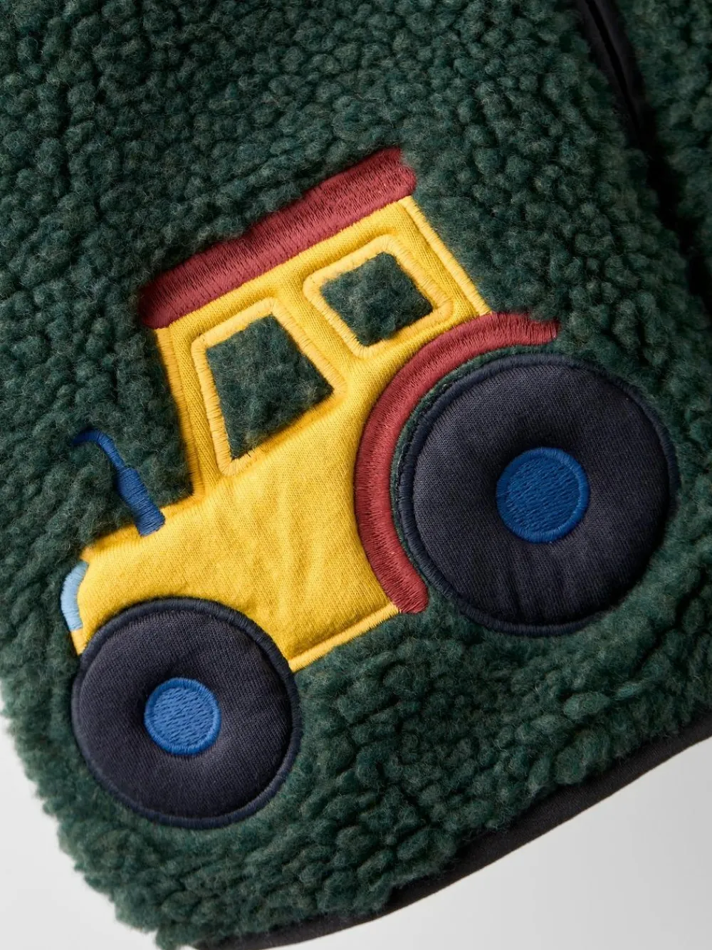 Discount Jojo Maman Bébé Khaki Green Tractor Appliqué Teddy Fleece Jacket