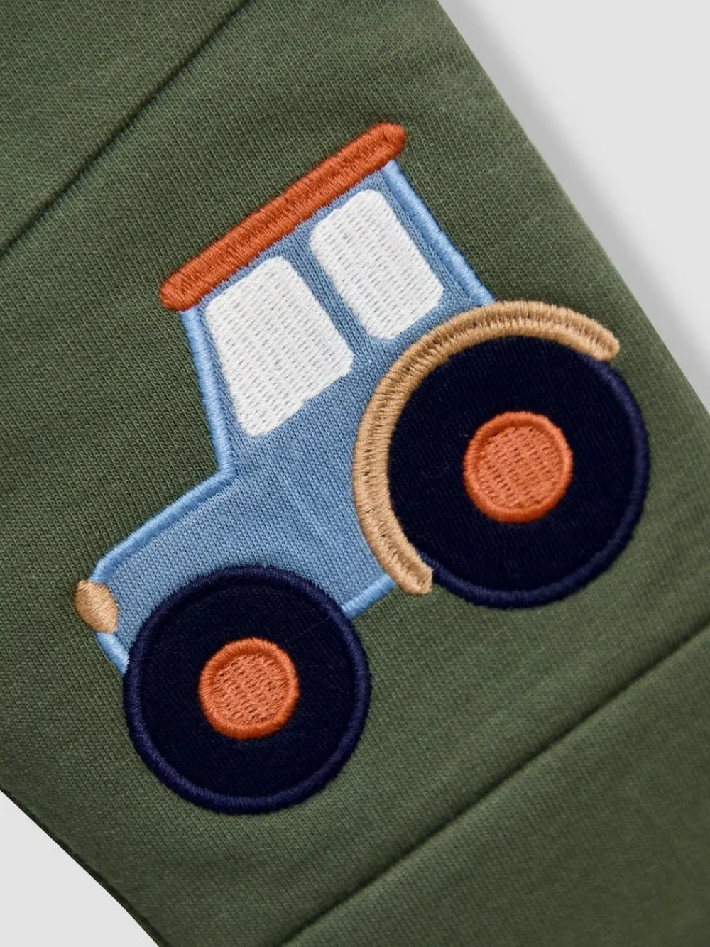 Best Jojo Maman Bébé 2-Pack Appliqué Knee & Plain Joggers Khaki Green Tractor