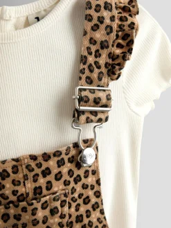 Jojo Maman Bébé Leopard Print Dungaree & T-Shirt Set^ Jumpsuits & Playsuits