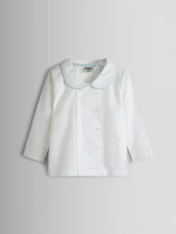 Jojo Maman Bébé Light Blue Double Breast Shirt & Stripe Shorts Set 2 Piece^ Shorts