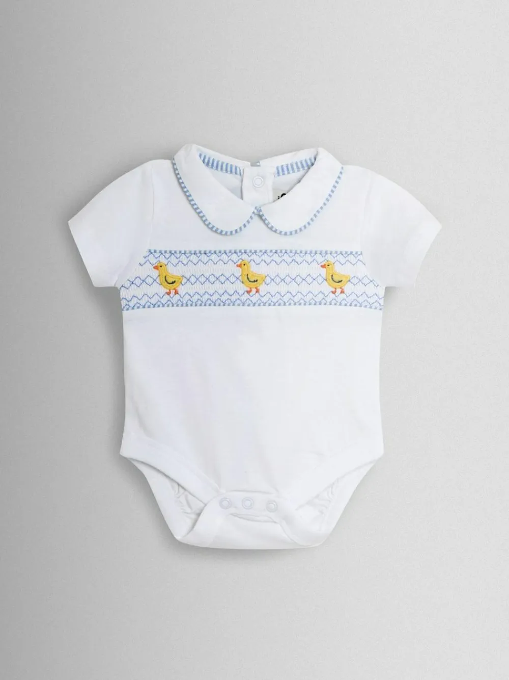 New Jojo Maman Bébé Light Blue Chick Embroidered Body & Shorts Set 2 Piece