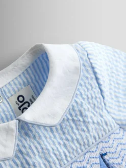 Jojo Maman Bébé Light Blue Boat Classic Smocked Romper^ Rompers & Overalls