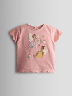 Jojo Maman Bébé Light Pink Applique Scalloped T-shirt^ T-Shirts