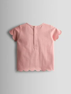 Jojo Maman Bébé Light Pink Applique Scalloped T-shirt^ T-Shirts