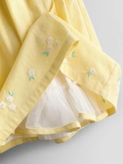 New Jojo Maman Bébé Bud Floral Smocked Party Dress Light Yellow